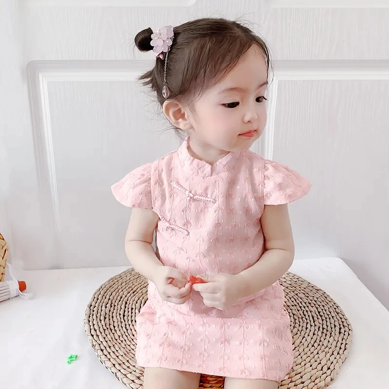 

Cheongsam Girls Dress New Summer Children's Princess Dress Children's Hanfu Girl Baby Short-sleeved Summer Dress