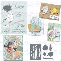 robin on branch metal cut die transparent stamp christmas 2022 scrapbook diary decoration embossing template diy greeting car