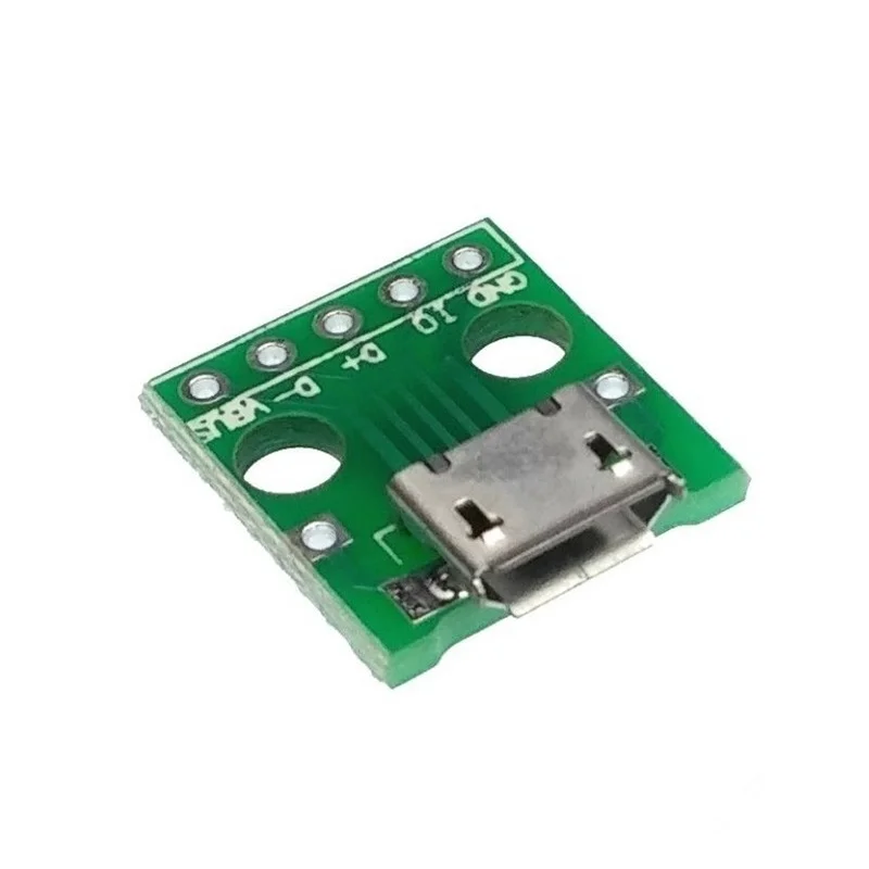 

10pcs Mini Micro USB To DIP 2.54mm Adapter 5pin Female Connector Module Board Panel Female 5-Pin Pinboard B Type PCB
