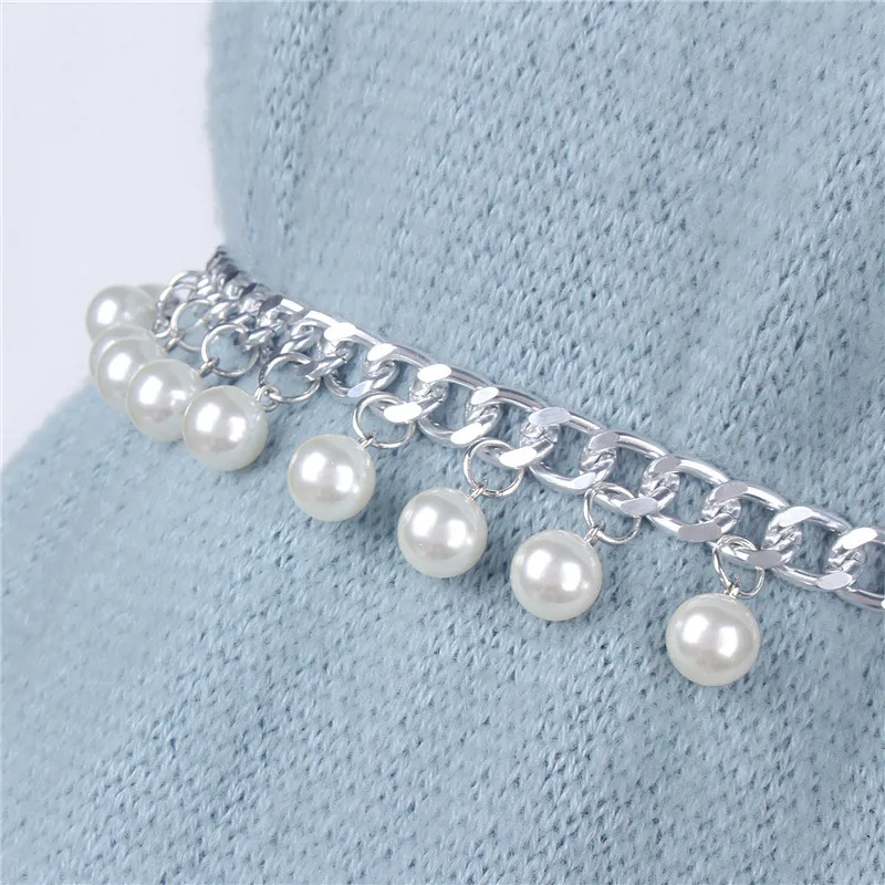 elegant pearl metal chain belts for women skinny waistband strap for dress woven tassel sliver waist chain accessories ladies