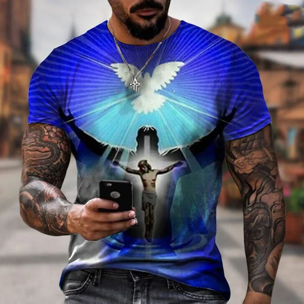 

2023 модная 3D футболка с изображением бога Креста о Иисусе любви эвероне христианская Мужская футболка из полиэстера