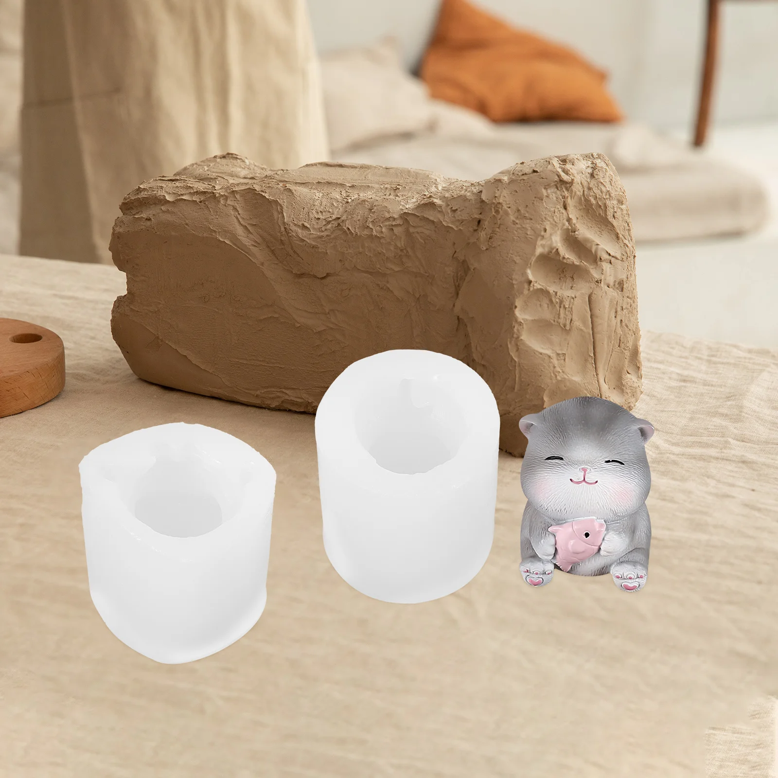 

4 Pcs Silicone Craft Mold Epoxy Resin Crafting Cat Molds Bathroom Decorations Casting