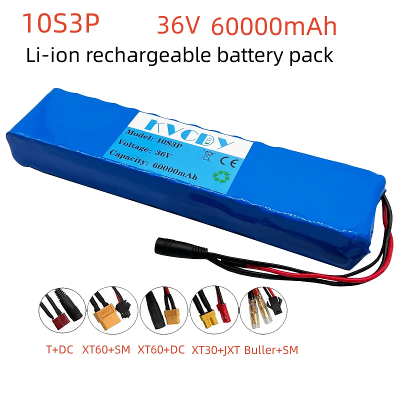 

Аккумулятор для электровелосипеда 10S3P, 36 В, 60 ач, литий-ионные аккумуляторы 18650, 350 Вт, 500 Вт для электрического скутера, мотоцикла, скутера выс...