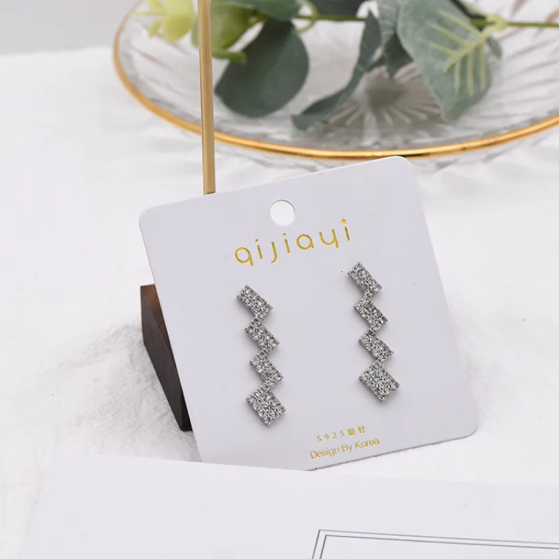 

Block Splicing Clip Earrings No Hole Ear Clips Geometric Rhinestone Clip on Earring Without Piercing Minimalist Earring CE776m