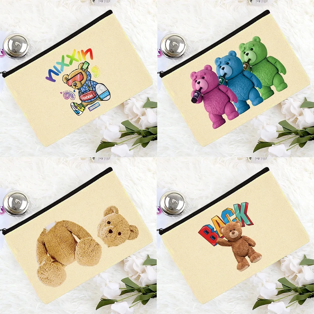 

Fashion Cosmetic Bag Bachelor Party Cute Cartoon Bear Pattern Printing Dustproof Portable Storage Bags Bride Wedding Gift Wallet