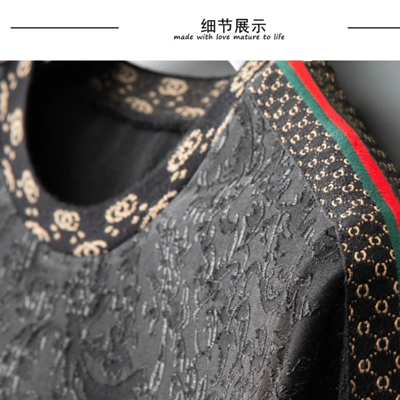 Роскошная жаккардовая футболка в европейском стиле с коротким рукавом Мужская