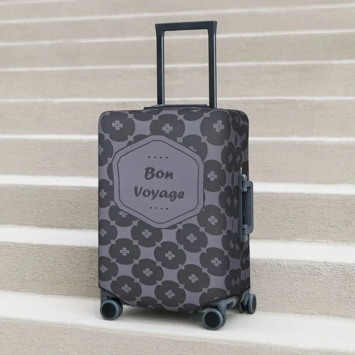 Чехол для чемодана в стиле бохо с изображением серых цветов
