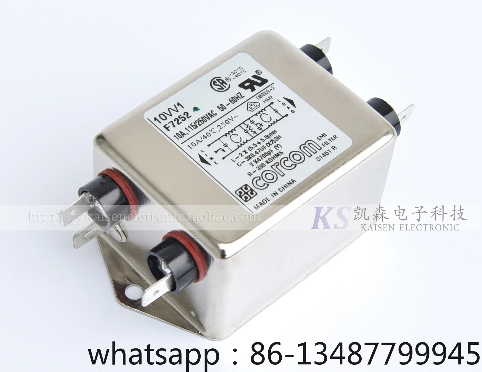 Фото 10VV1 10A F7252 6609043-3 Фильтр Corcom VDE для беговых дорожек, защита от электромагнитных помех №3