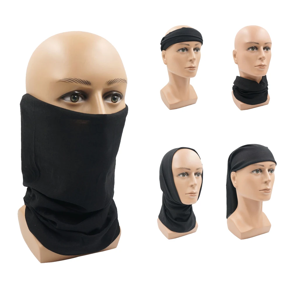 Schwarze Radsport-Lauf Bandanas 9.8 'X 19.6' Nahtlose Maske Snood Neck Warmer Gamasche Gesichts Schutz Schal Männer Frauen Sturmhaube Stirnband