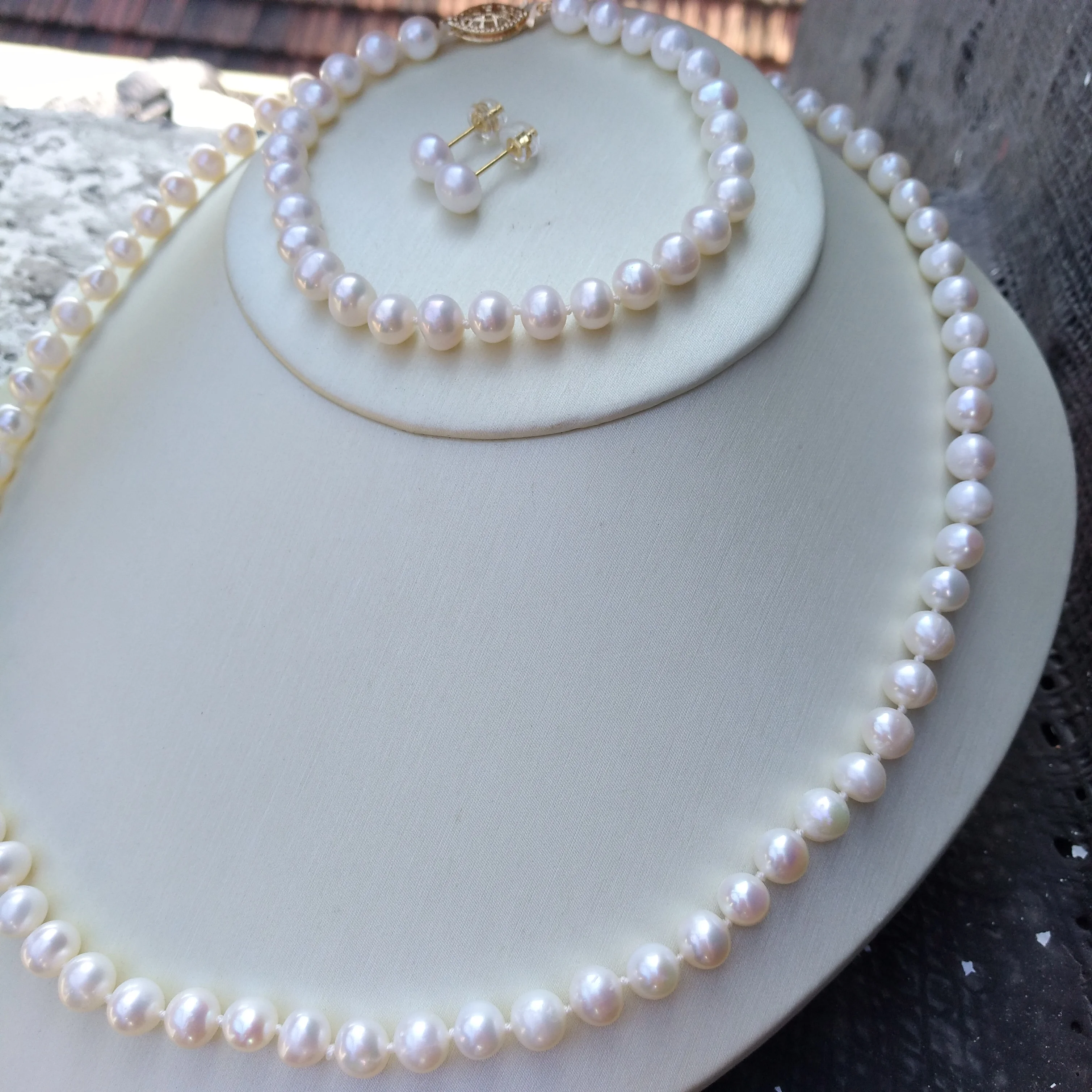 Очаровательное ожерелье Akoya из натурального круглого белого жемчуга AAA + 6-7 мм