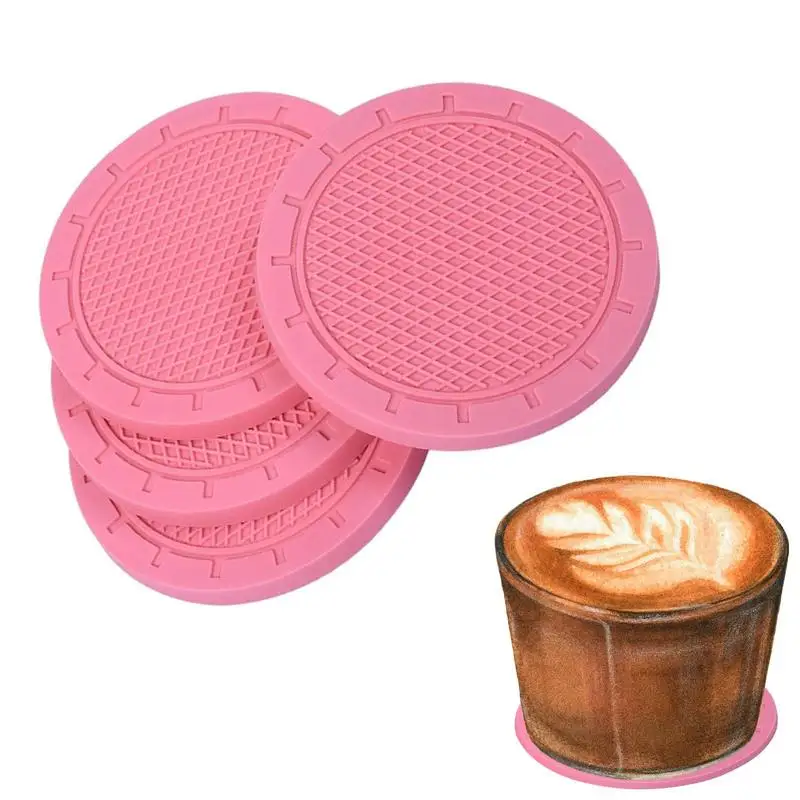 

4pcsset Car Cup Mat Waterproof Vehicle Coaster Rubber Water Cup Bottle Holder Nonslip Pad For Auto Car Interior Accessories