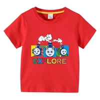 2022 new thomas the train childrens clothing summer short sleeved t shirt boys and girls baby half sleeved t shirt top cotton