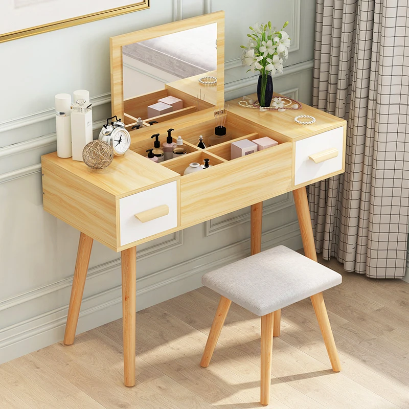 

Скандинавский туалетный столик для спальни в маленькой квартире, раскладной комод, современный простой шкаф для хранения, простой туалетный столик