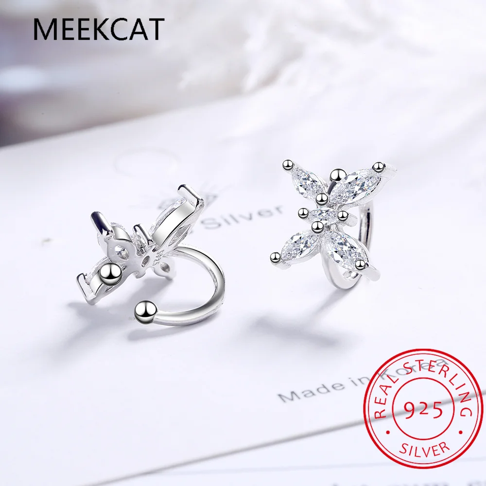 Женские серьги-каффы из серебра 925 пробы с милыми бабочками