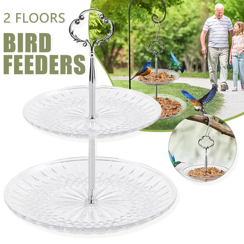 

2-уровневая металлическая платформа для птиц Hummingbird, 2-уровневая подвесная наружная садовая кормушка для украшения двора, домашняя металлич...