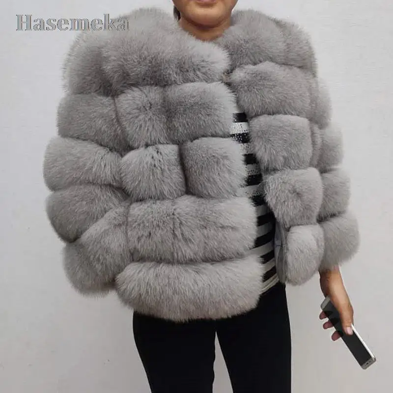 100% Natural Real Fur Coat Winter Women's Fashion Solid Fur Jacket Warm Luxurious Fox Fur Outerwear Ladies High Quality Fur Vest