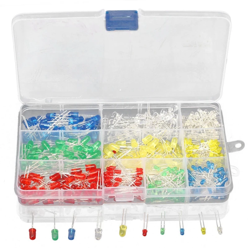 

500PCS Boxed 5Mm LED Lamp Beads Light-Emitting Diode Boxed Transistors Five Specifications Each With 100 Pcs