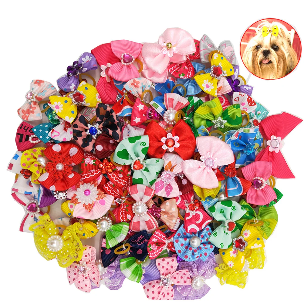 

Dog Bows Hairaccessories Dogsbands Grooming Ties Clips Girl Pets Puppy Bow Pet Rubber Topknot Elastic Kit Clip Cuteanimals