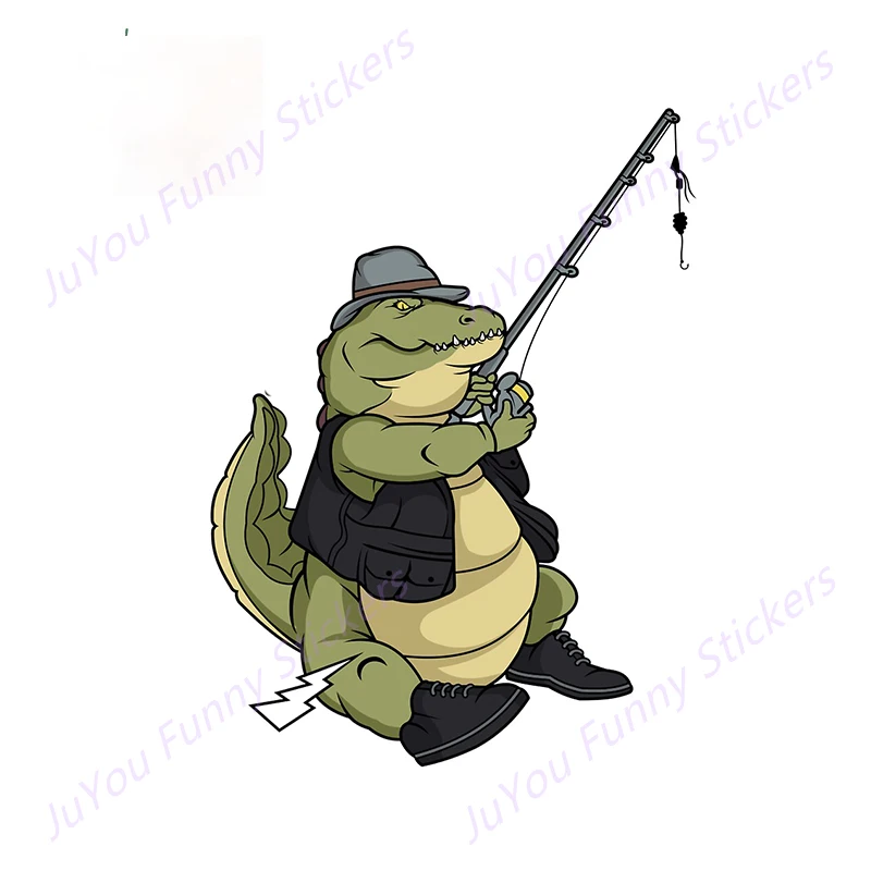 

JuYou Funny Stickers Exterior Accessories for Funny Crocodile Fishing Vinyl Car Stickers Camper Vinyl Material Window Decal