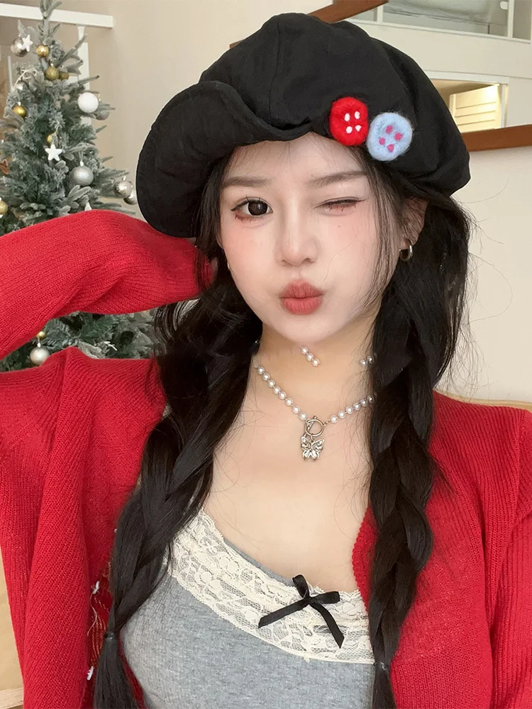 Японский модный хлопковый и льняной берет в стиле ретро женский 2024 новая кепка