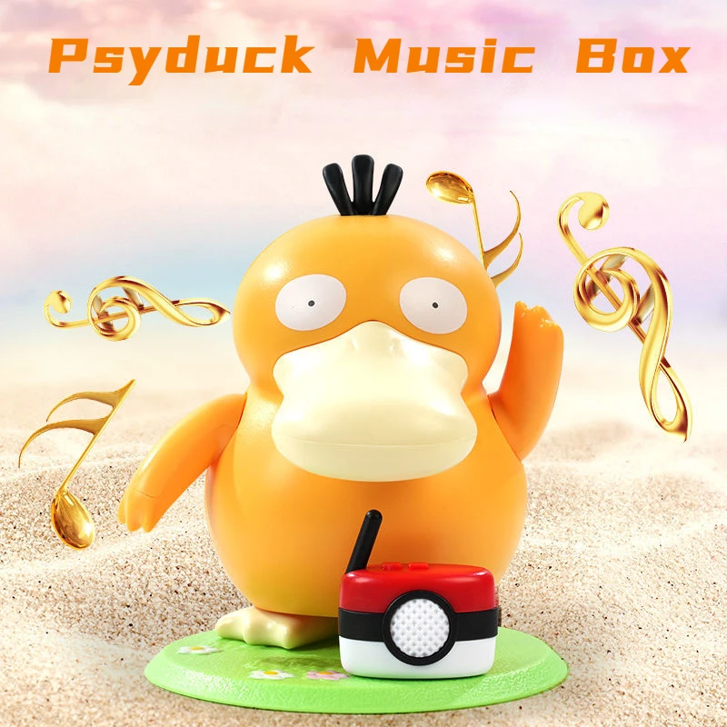 

KFC Pokemon Psyduck Octavo Dancing Swing Sounding Model Doll Action Figure Diy Portable Luggage Music Box Toys for Children Gift