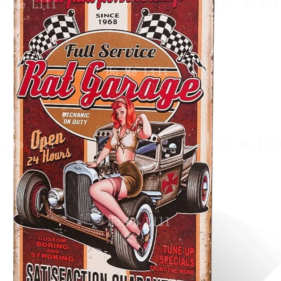 Dingleiever Крыса Гараж Металлическая Вывеска Винтаж Домашний Декор Настенное