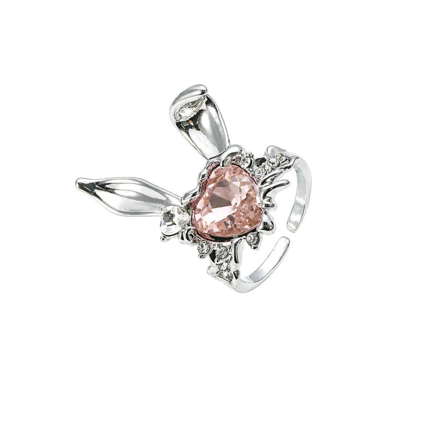 

Кольцо со стразами в виде кролика