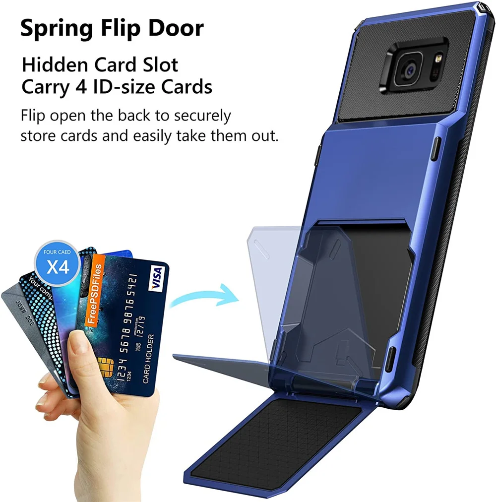 

samsung s7 case Wallet 5-Card Slot Credit Card Holder Flip Hidden Cover for Samsung S7 S8 S9 S10 S20 S21 S22 S23 Ultra Plus S23+