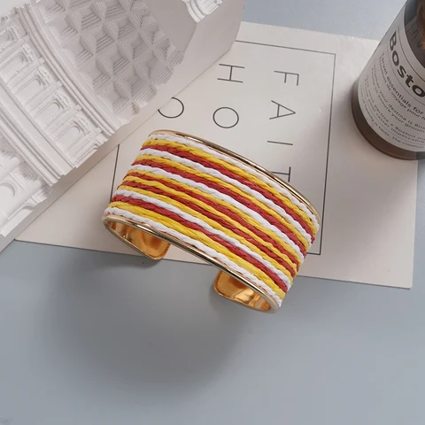 WEALTHYBOO Полосатый золотой браслет-манжета