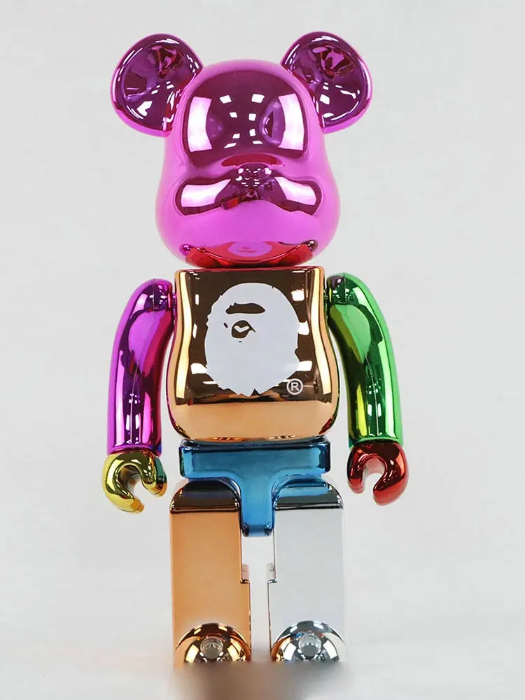Be@rbrick Bearbrick 400% 28cm pilot electroplated gold and silver shark splashing ink Penguin Valentine's Day Gift Toy doll