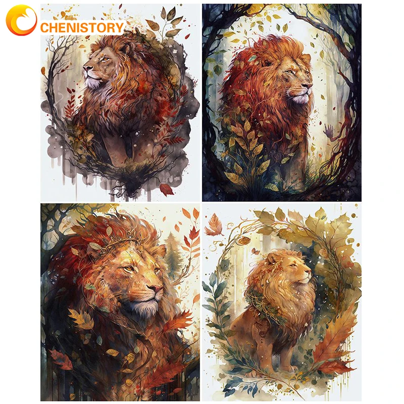 

CHENISTORY 60x75cm Painting By Numbers Kill Time Canvas Painting Animal Lion DIY Paint By Numbers Unique Gift Home Decor