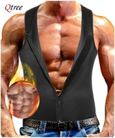 men neoprene sauna body shapers vest waist trainer slimming tank tops compression sweat shirts zipper weight loss sauna suit
