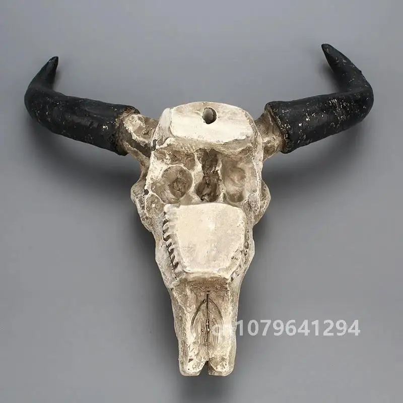 Длинные рога голова животного череп смола настенная скульптура корова коза бык