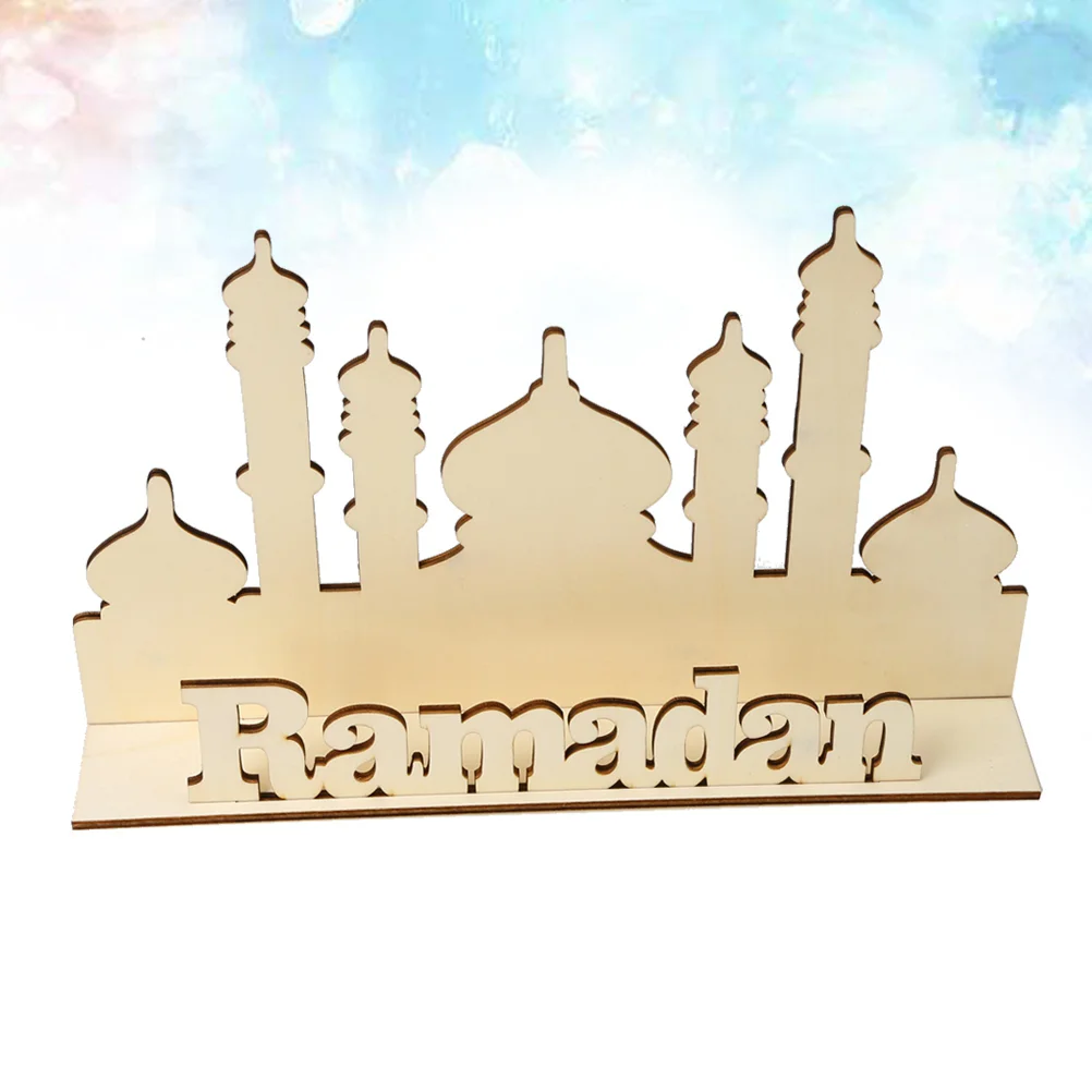 

Blush Decor Wood Eid Mubarak Ornament Lesser Bairam Decorations DIY Craft Eid Lesser Bairam Bamboo Desktop Wooden Ornament