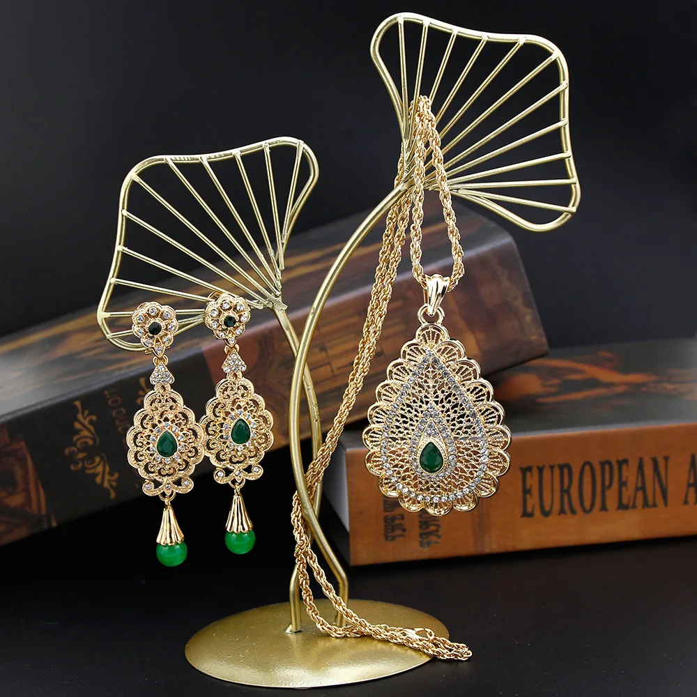 18K золотой арабский Свадебный комплект ювелирных изделий для невесты Алжир