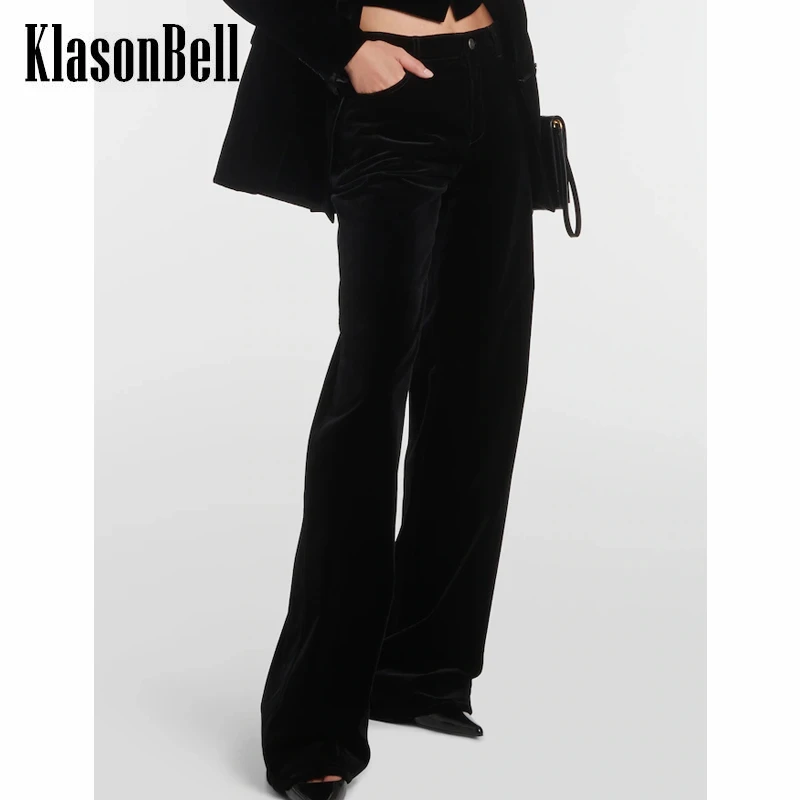 

9.20 KlasonBell Black Velvet Straight Pants Women