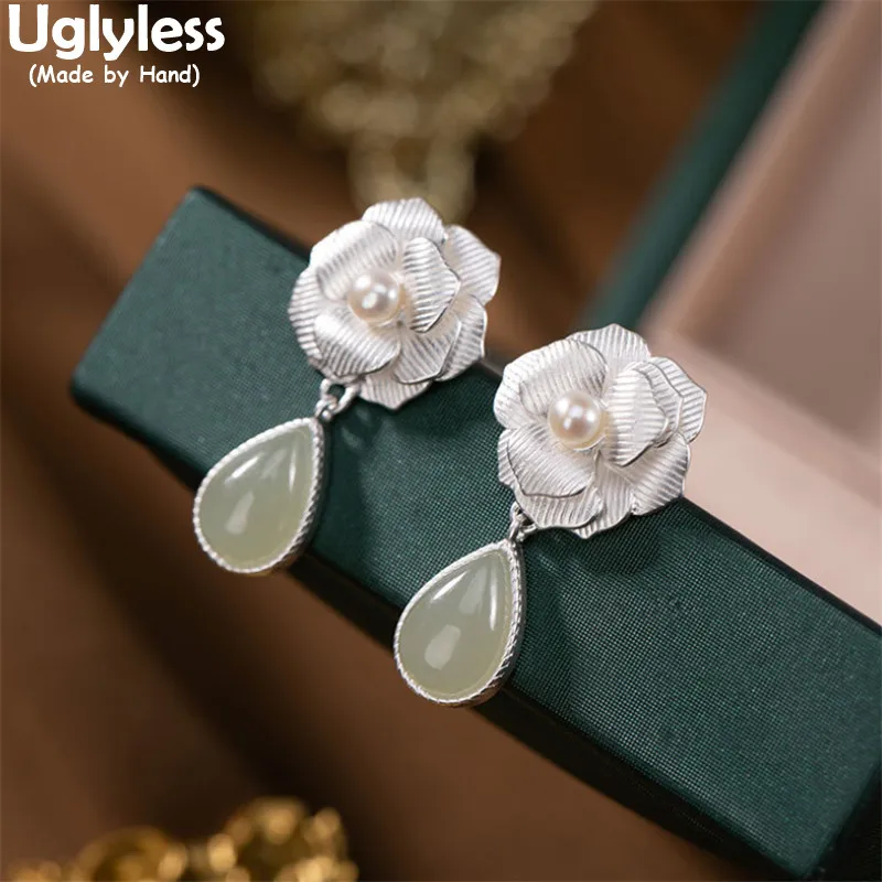 

Женские серьги-подвески из серебра 925 пробы, с натуральным нефритом