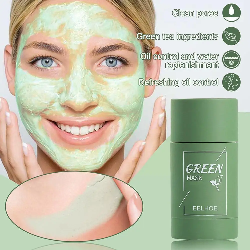 

Green Tea Clay Cleansing Mask Remove Blackhead Facial Skin Care Purifying Skin Oil Care Control Clay Anti-Acne N3L9