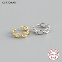 ccfjoyas 1 pcs 100 925 sterling silver clip earrings for women simple geometric gold silver color ear cuff clip on earrings
