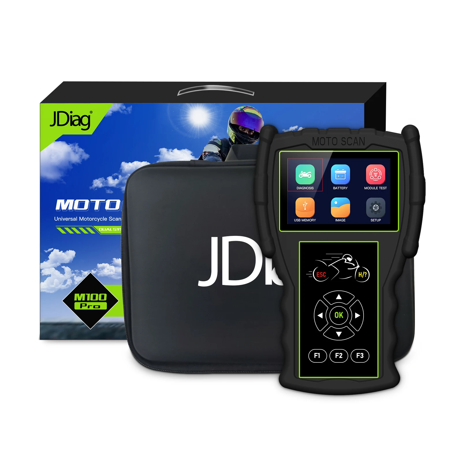 

JDiag M100 Pro Motorcycle Diagnostic OBD2 Scanner Tool OBD Moto Scan Fault Code Reader For BMW KTM Honda Yamaha Kawasaki Suzuki