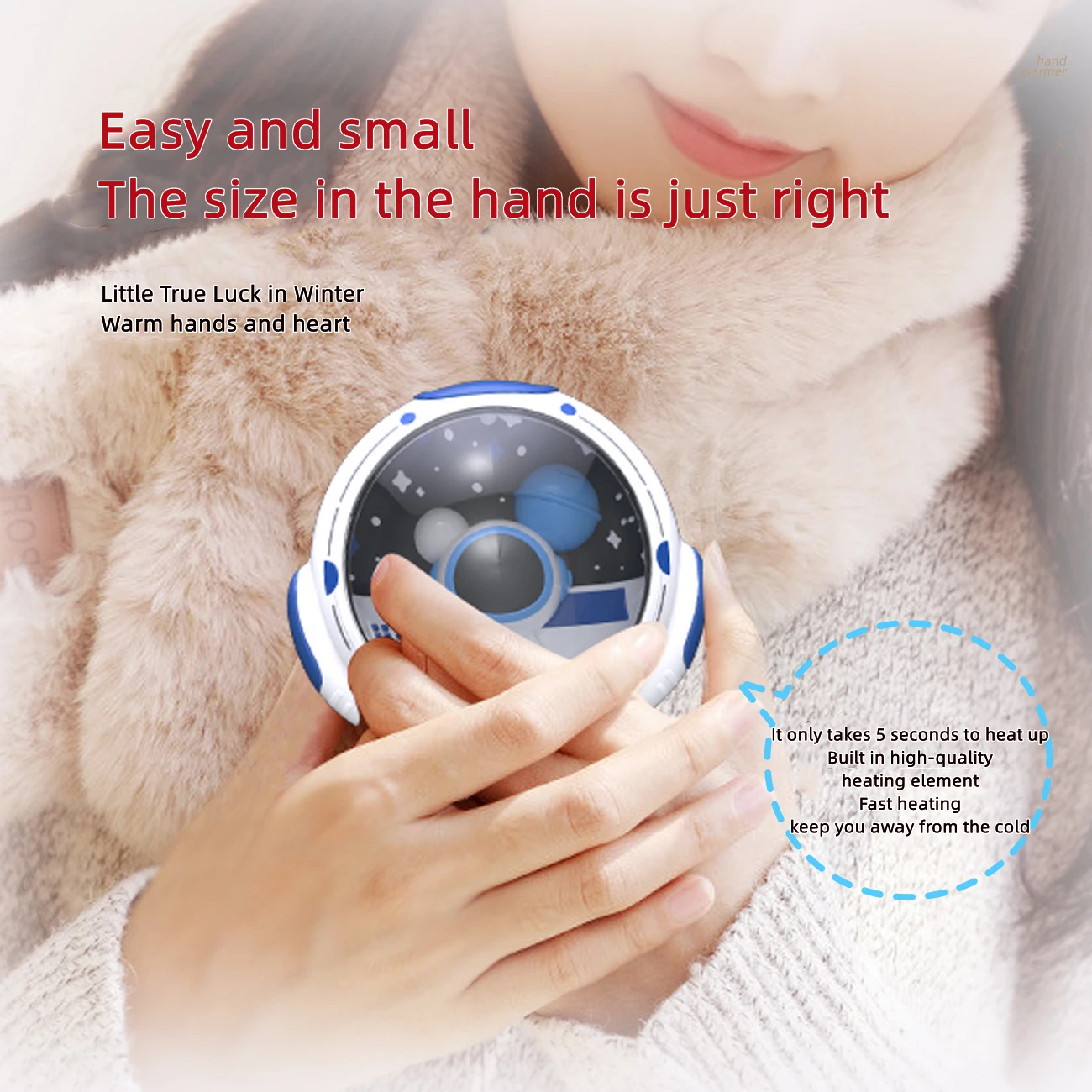 

Winter Cute Astronaut Portable Hand Warmer Mobile Power Bank Hand Warmers for Student Worker Outdoor Traveling Heater Handwärmer