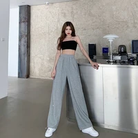spring and summer thin solid color sports pants womens high waist casual loose trousers jogging sports pants women wide leg