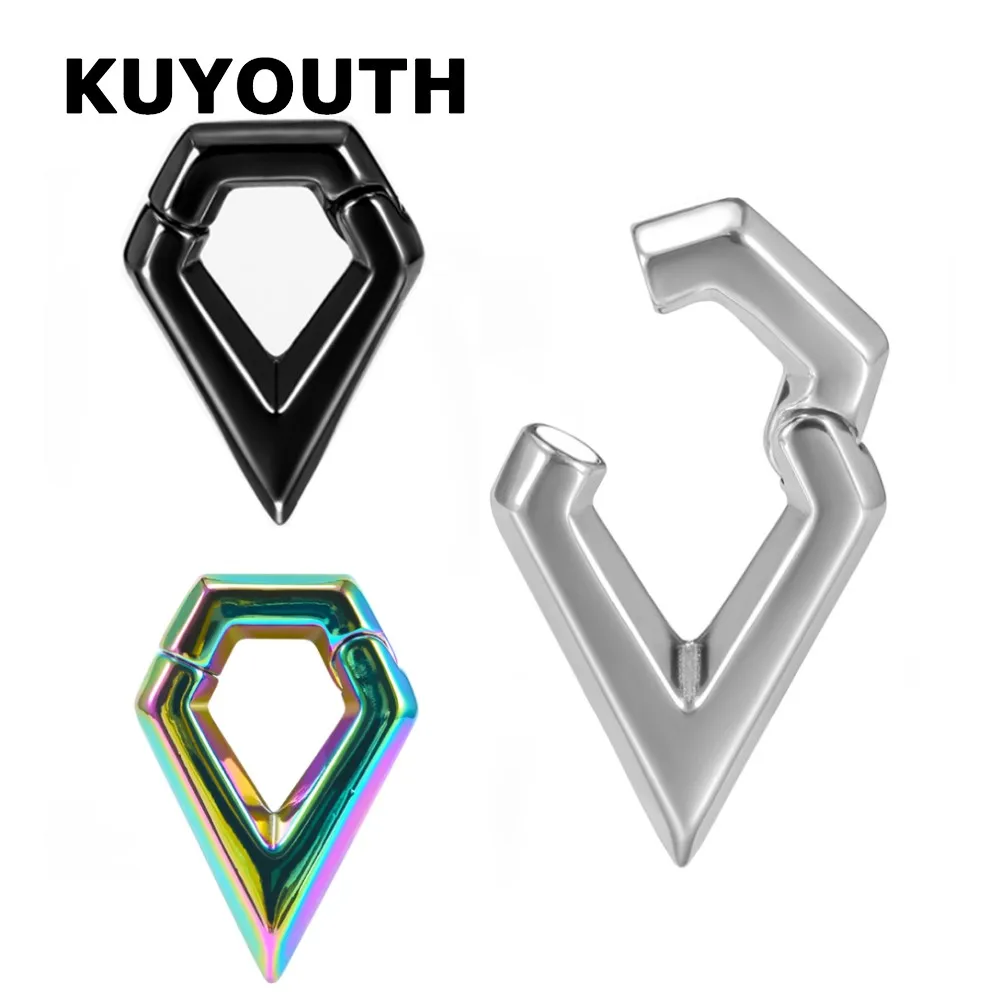 

KUYOUTH Top Quality Stainless Steel Rhombus Magnet Ear Weight Stretchers Body Jewelry Earring Piercing Gauges Expanders 2PCS