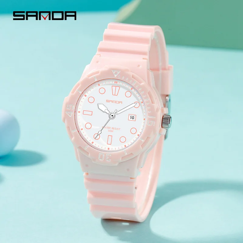 SANDA Casual Fashion Women Quartz Watch 2022 Design Calendar Display Simple Dial Waterproof Womens Watches Luminous Reloj Mujer
