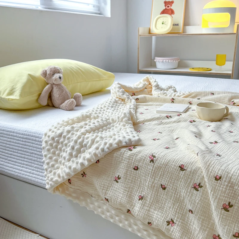 

Minky Baby Blanket with Dotted Backing Fleece Blankets for Toddler Receiving Blanket Newborn Security Blanket Muslin