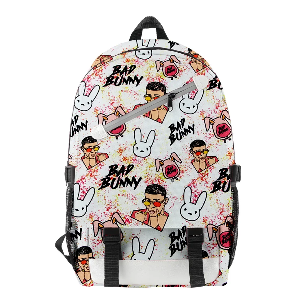 HOT Bad Bunny School Bags Students Boys Girls Cartoon Large Capacity Oxford Backpack Waterproof Women Men Casual Travel Backpack