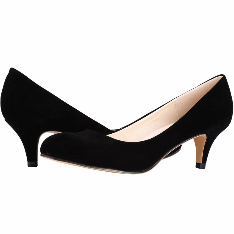 

LOSLANDIFEN Women Pumps fashionable beautiful Shallow Flock 3CM Thin high heels Office Lady Office Work Women Shoes Black