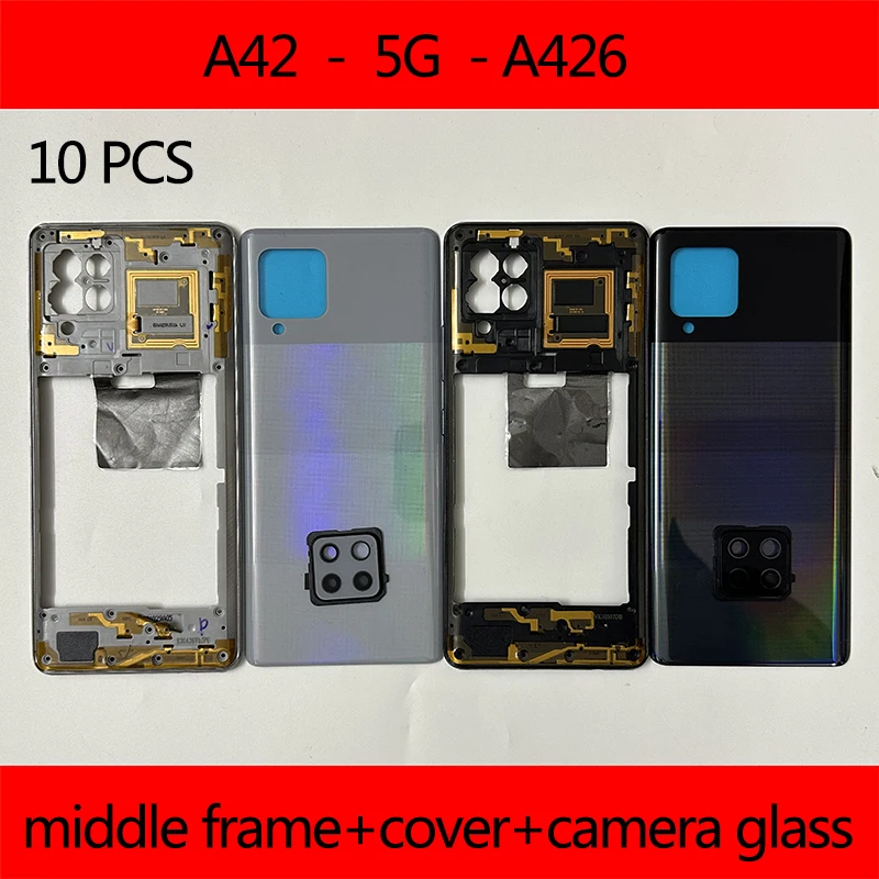 

10 pcs Original For Samsung Galaxy A42 5G A426 Full Housing Middle Frame Back Case Battery Cover Chassis Lid Camera Real Door