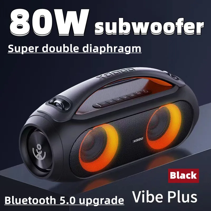 

Xdobo 80 Вт vibe plus высокая мощность и большой громкость наружный светящийся беспроводной Bluetooth звуковой сабвуфер 4000 мА литиевая батарея