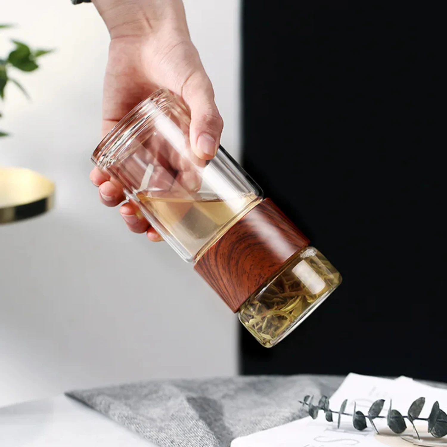 Oneisall Tea Water Bottle Travel Drinkware Portable Double Wall Glass Stainless Steel Infuser Filters The Filter Tumbler